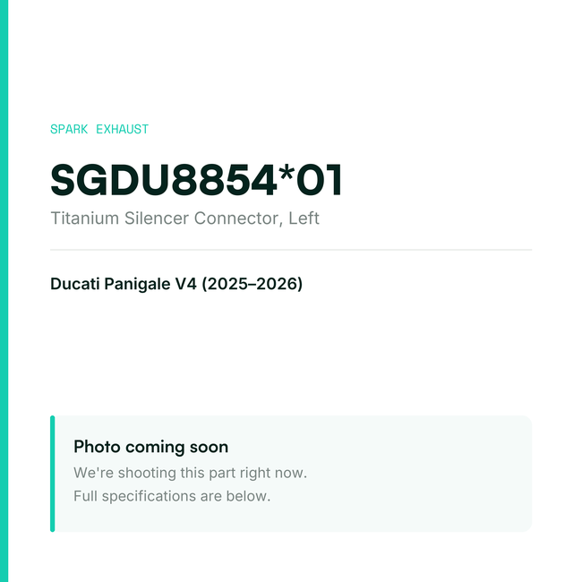 Spark Exhaust Titanium Silencer Connector Left Ducati Panigale V4 (2025-2026) SGDU8854*01 — placeholder, product photo coming soon