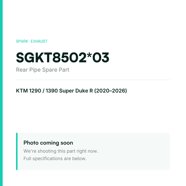 Spark Exhaust Rear Pipe Spare Part KTM 1290/1390 Super Duke R (2020-2026) SGKT8502*03 — placeholder, product photo coming soon