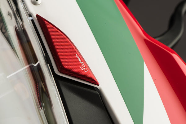 LighTech SPE123 anodised aluminium mirror caps for Ducati Panigale V4/S 2020-2024