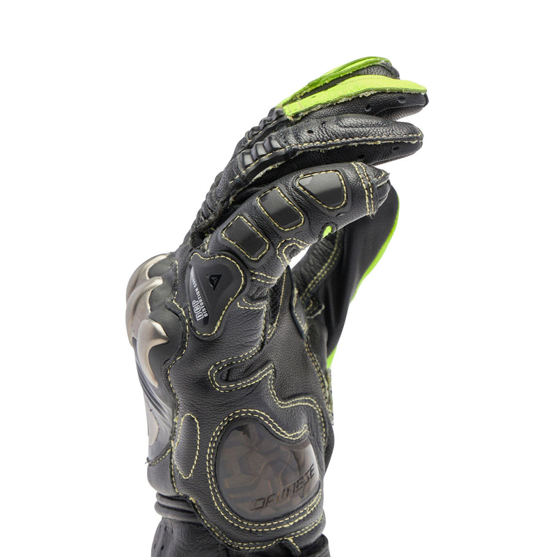 Dainese Full Metal 7 racing leather gloves men's neon yellow black