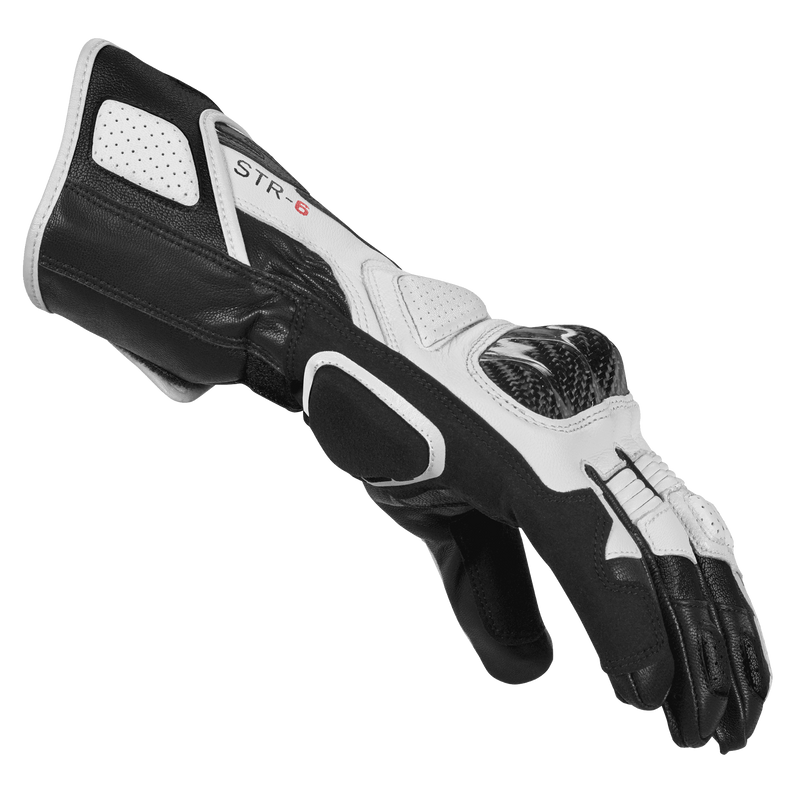 Spidi STR-6 sport motorcycle leather gloves men's black and white