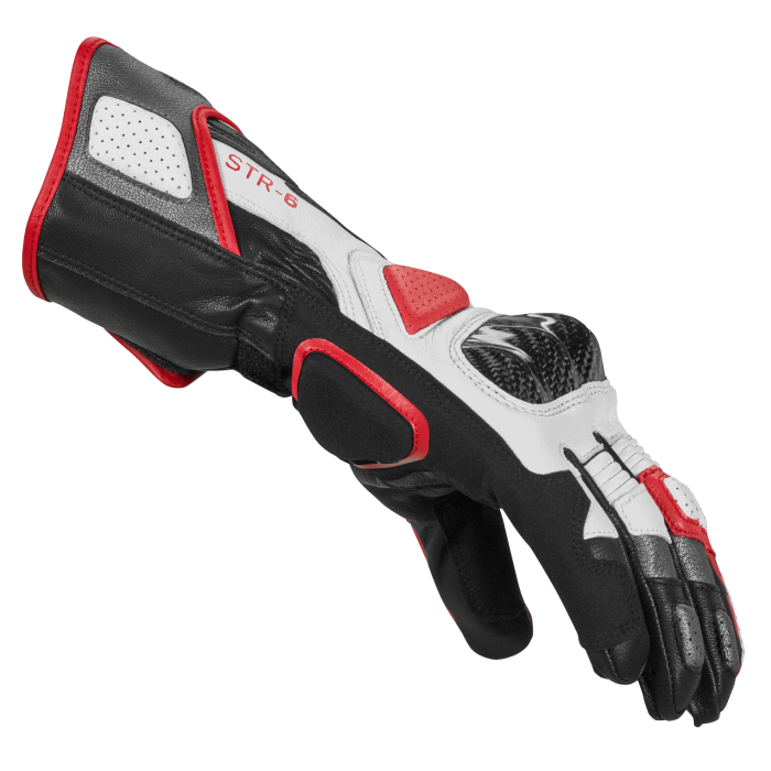 Spidi STR-6 Sport motorcycle leather gloves men's red