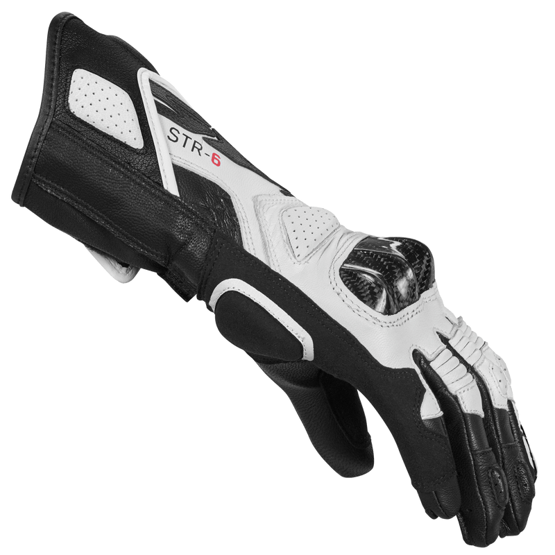 Spidi STR-6 Sport women's motorcycle leather gloves in black and white