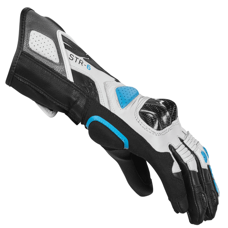 Spidi STR-6 women's motorcycle leather gloves in Grey White Provence colourway