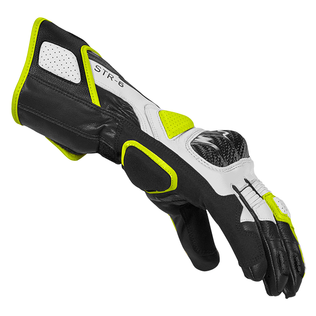 Spidi STR-6 Sport motorcycle leather gloves men's Black Fluo Yellow A221394