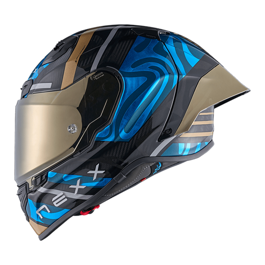 Nexx X.R3R Swirl Carbon Sky Blue Gold Helmet – ECE 22.06 Certified Racing Lid