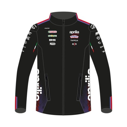 IXON Aprilia Racing Team 2026 kids zip sweatshirt jacket in black and fluo-red