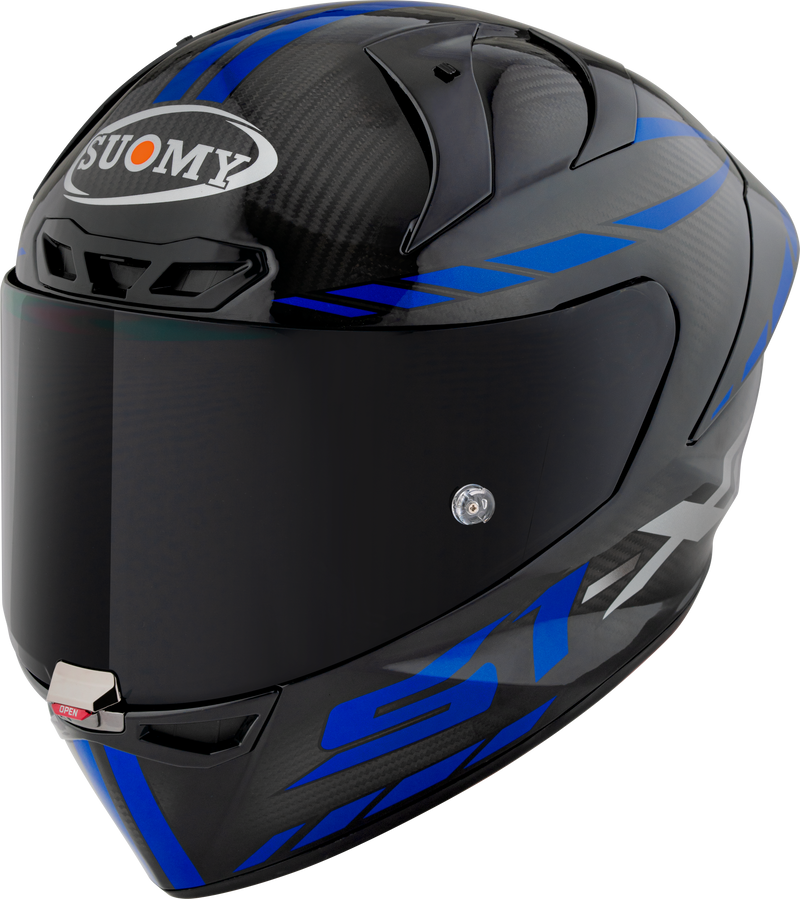 Suomy S1-XR GP full-face racing helmet in Carbon Hypersonic Blue finish