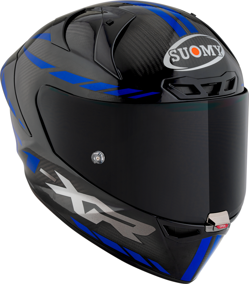 Suomy S1-XR GP full-face racing helmet in Carbon Hypersonic Blue finish
