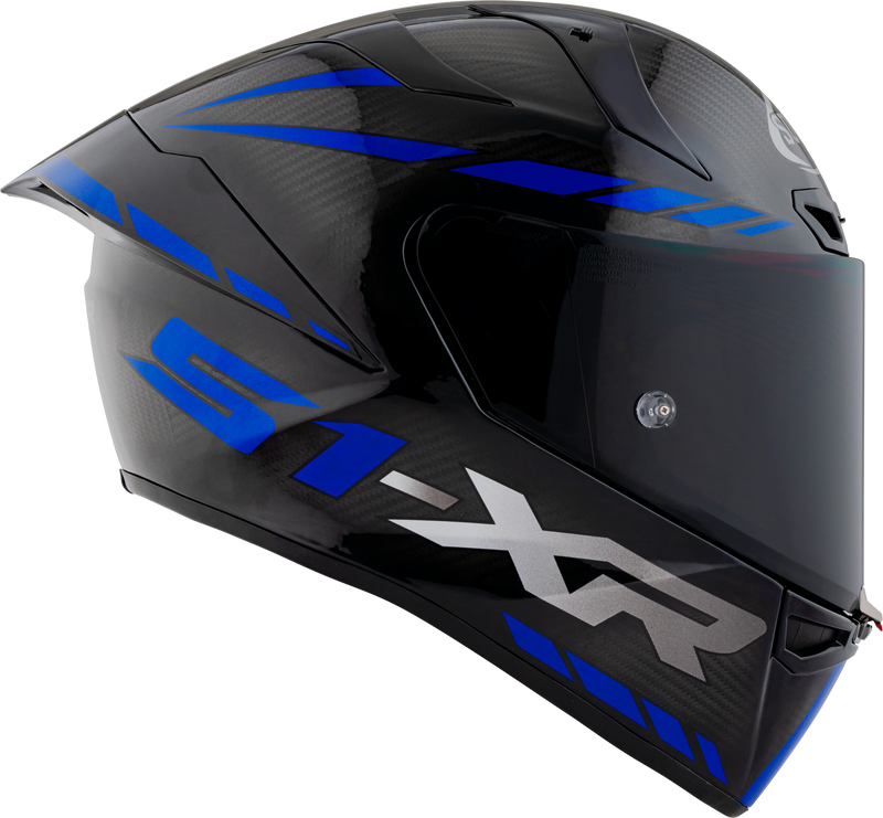 Suomy S1-XR GP full-face racing helmet in Carbon Hypersonic Blue finish