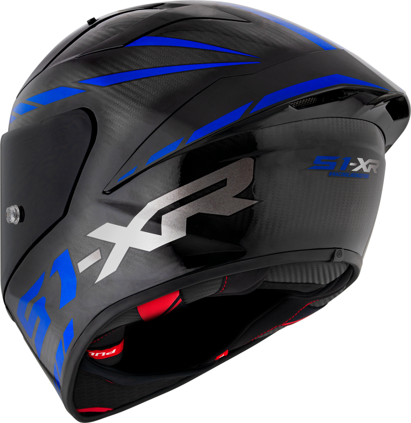 Suomy S1-XR GP full-face racing helmet in Carbon Hypersonic Blue finish