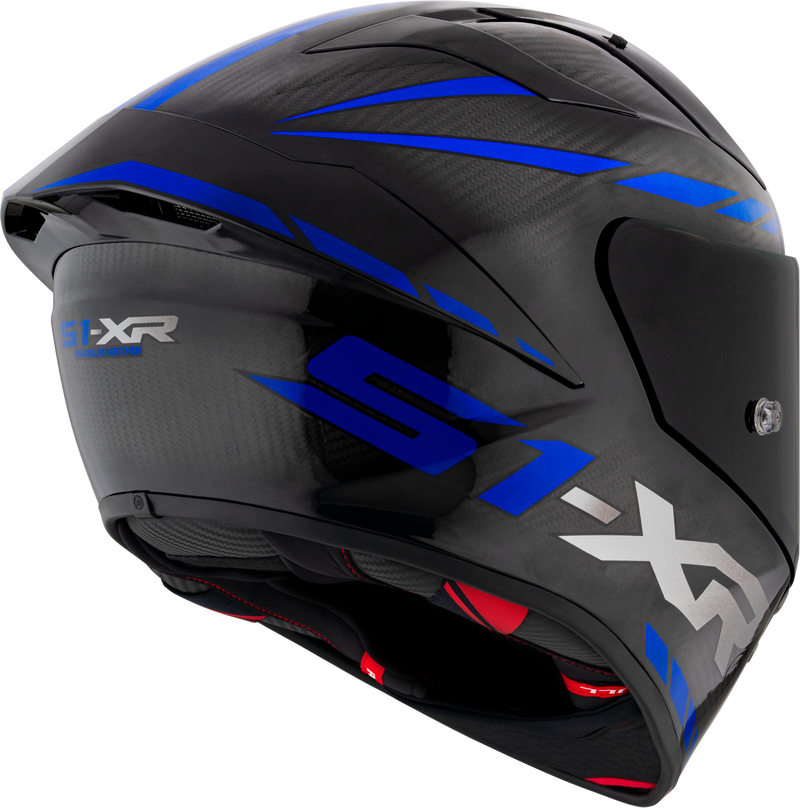 Suomy S1-XR GP full-face racing helmet in Carbon Hypersonic Blue finish