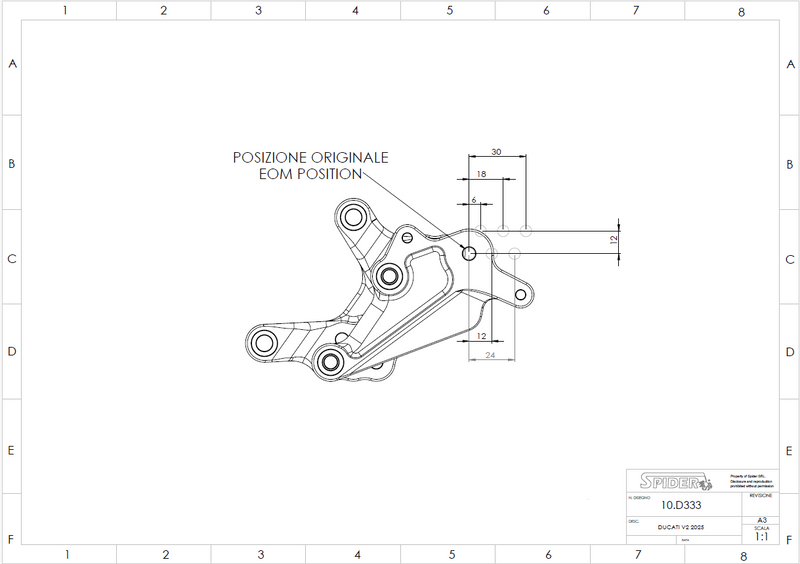 Spider Racing rearset assembly for Ducati Panigale V2 890 2025-2026, part 10.D333