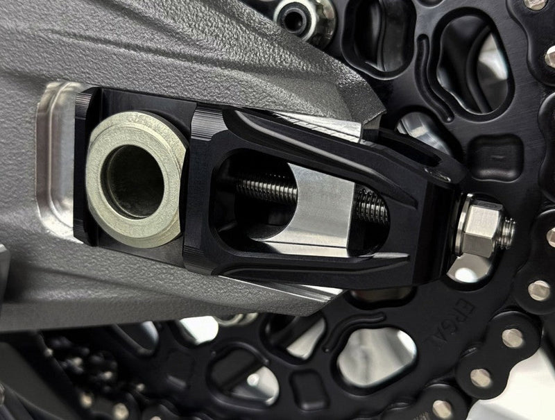 Motocorse chain tensioner kit with Brembo P2-30 caliper bracket for Ducati Panigale V4/S 2025-2026