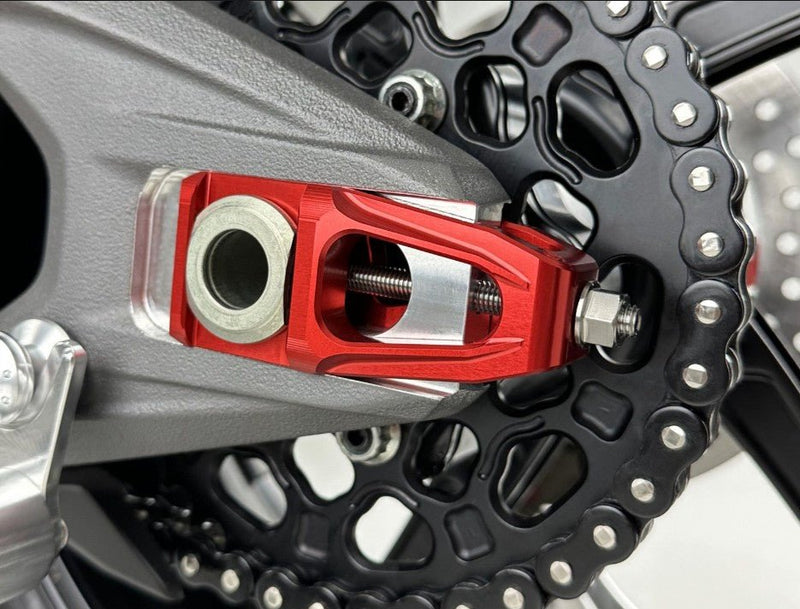 Motocorse chain tensioner kit with Brembo P2-30 caliper bracket for Ducati Panigale V4/S 2025-2026