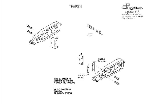 LighTech TEAP001 chain tensioner for Aprilia RSV4 in anodised aluminium