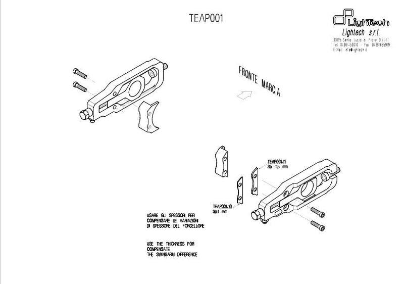 LighTech TEAP001 chain tensioner for Aprilia RSV4 in anodised aluminium