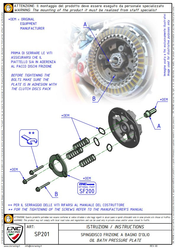 CNC Racing SP201S bi-colour anodised clutch pressure plate for Ducati Panigale V4