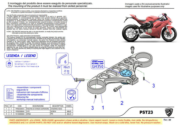 CNC Racing PST23BTB Troy Bayliss Limited Edition top triple clamp for Ducati Panigale V4 S 2025-2026