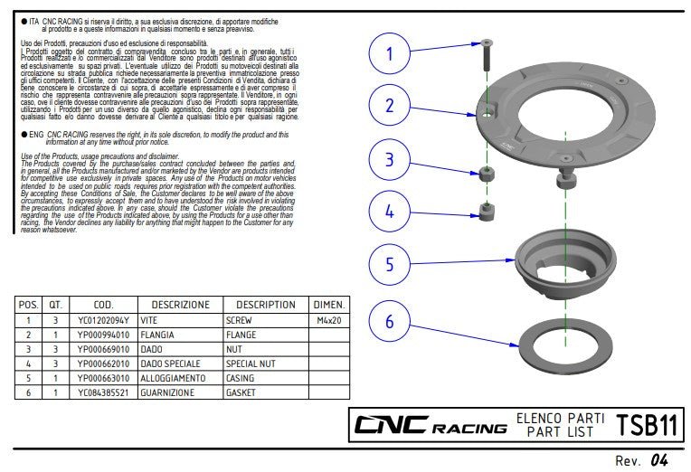 CNC Racing TSB11 fuel cap for Ducati Panigale V4 V4S V4R 2025-2026