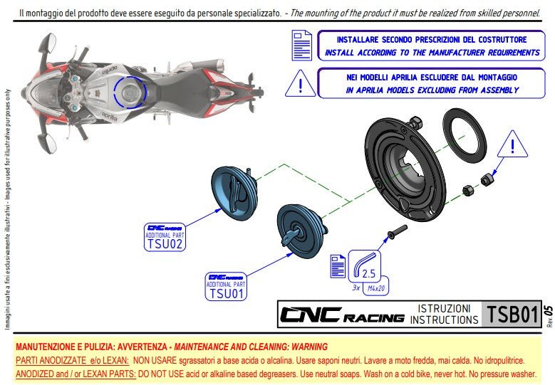 CNC Racing TSB01 carbon fuel cap with Ergal aluminium flange for Ducati Panigale V4