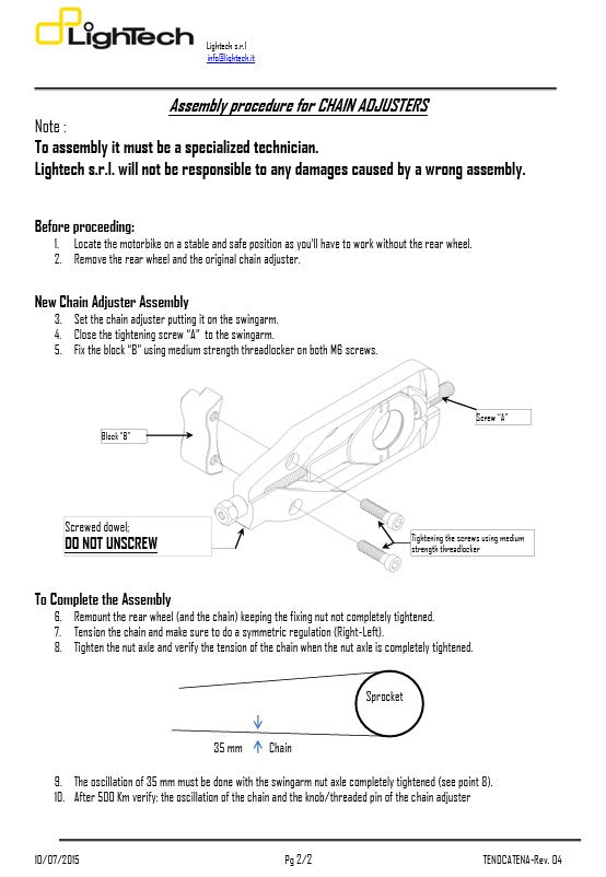 LighTech TEYA003 chain tensioner for Yamaha YZF-R1/M RN32 RN49 2015-2019