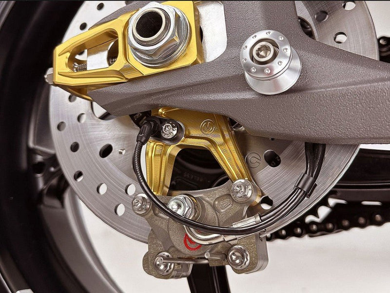 Motocorse chain tensioner slider kit with Brembo P2-24 caliper bracket for Ducati Panigale V4 2025-2026