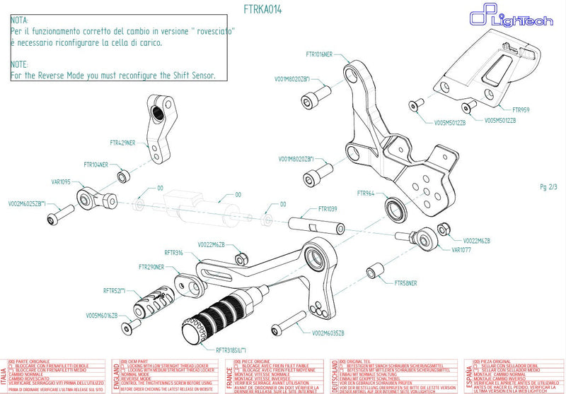 LighTech FTRKA014 track-use rearsets for Kawasaki ZX-4 RR 2023-2025