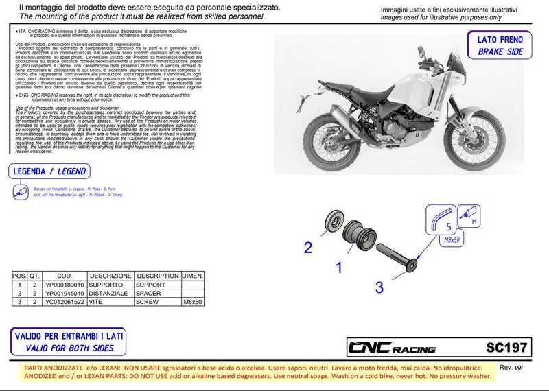 CNC Racing SC197 M8 aluminium bobbins for Ducati Panigale V4 2025-2026
