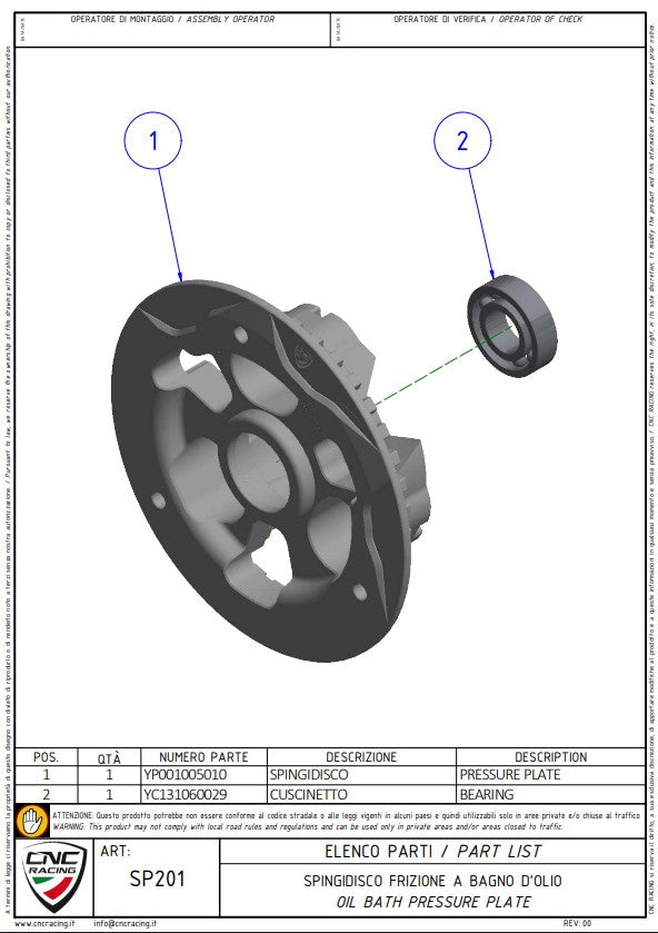 CNC Racing SP201S bi-colour anodised clutch pressure plate for Ducati Panigale V4
