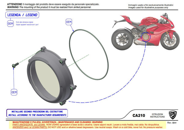 CNC Racing CA210TB Troy Bayliss Limited Edition transparent clutch cover for Ducati Panigale V4