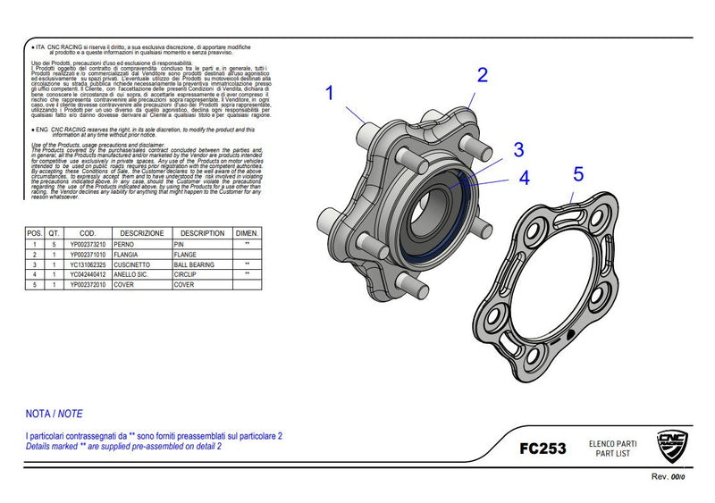 CNC Racing FC253 rear sprocket carrier for Ducati Panigale V4 V4S V4R 2025-2026 anodised billet aluminium