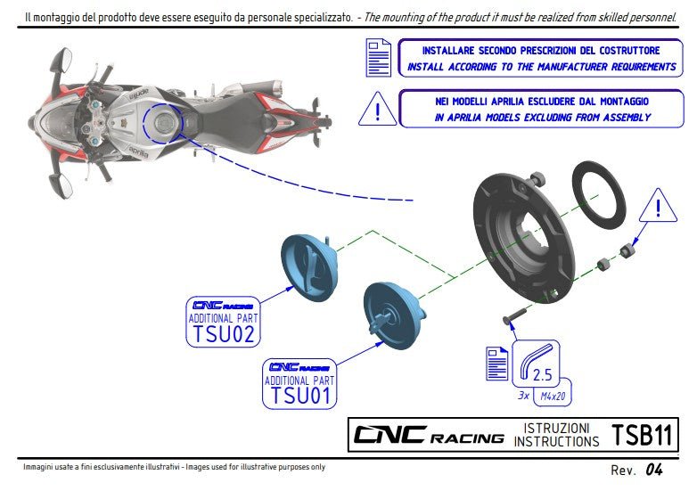CNC Racing TSB11 fuel cap for Ducati Panigale V4 V4S V4R 2025-2026