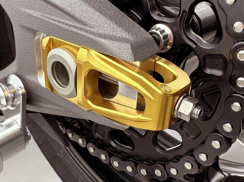 Motocorse chain tensioner slider kit with Brembo P2-24 caliper bracket for Ducati Panigale V4 2025-2026
