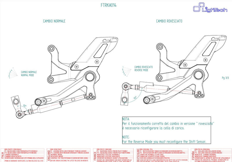 LighTech FTRKA014 track-use rearsets for Kawasaki ZX-4 RR 2023-2025
