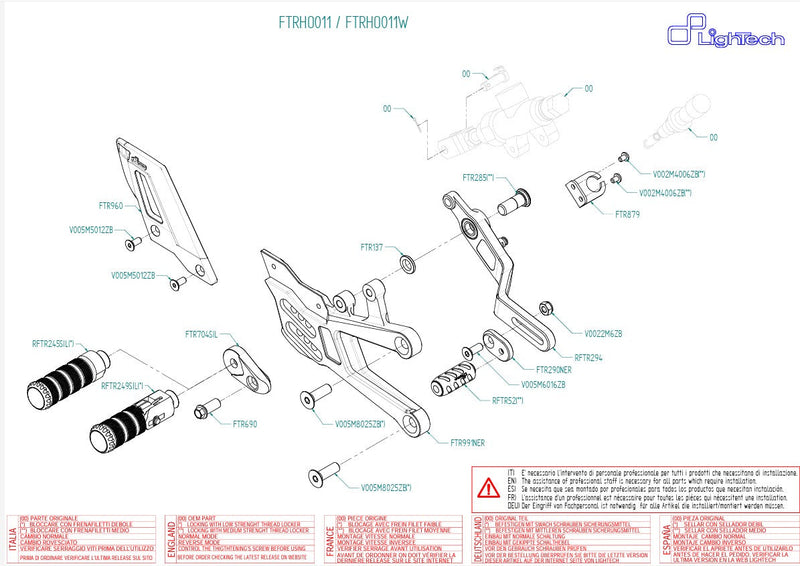 LighTech FTRHO011/W rearsets silver fixed footpegs Honda CBR 1000 RR-R Fireblade SC82