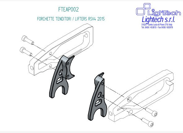LighTech FTEAP002SIL silver paddock stand bobbins for Aprilia RSV4 2015-2020