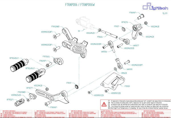LighTech FTRAP006/W silver rearset system GP-shift Aprilia RSV4 1100 Factory