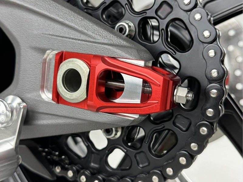 Motocorse chain tensioner slider kit with Brembo P2-24 caliper bracket for Ducati Panigale V4 2025-2026