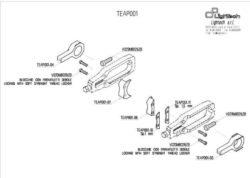 LighTech TEAP001 chain tensioner for Aprilia RSV4 in anodised aluminium