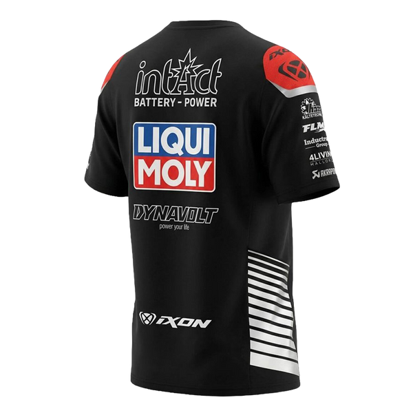 IXON Liqui Moly Dynavolt Intact GP Team Replica T-Shirt Herren 2026 – Schwarz / Fluo-Rot / Silber