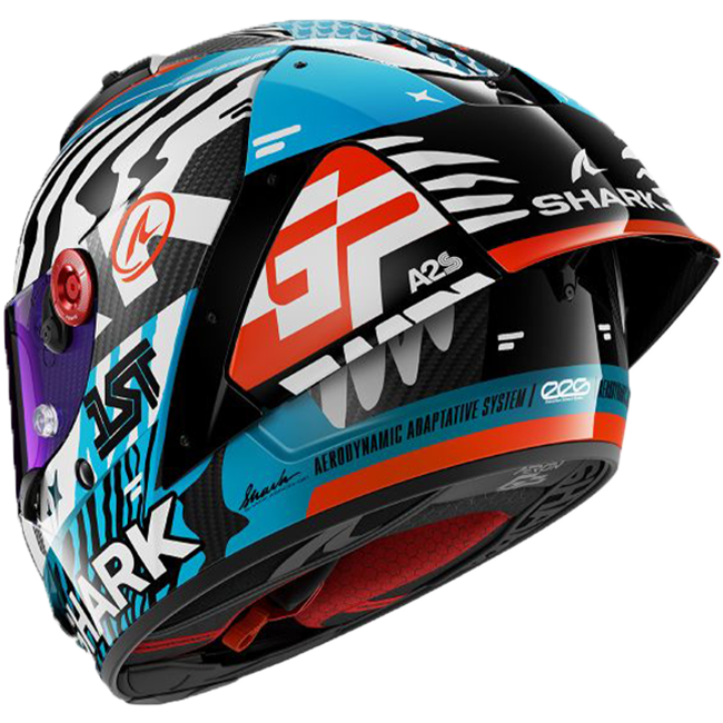 Shark Aeron GP FIM 2 Racing full-face helmet in Speed-Fancy DWB white blue black