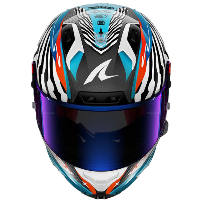 Shark Aeron GP FIM 2 Racing full-face helmet in Speed-Fancy DWB white blue black