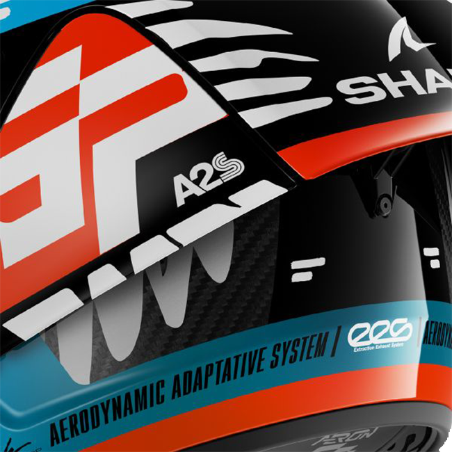 Shark Aeron GP FIM 2 Racing full-face helmet in Speed-Fancy DWB white blue black