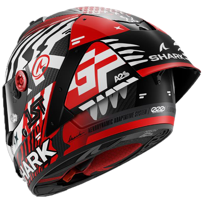 Shark Aeron GP racing helmet in Speed-Fancy DWR matte white and red colourway