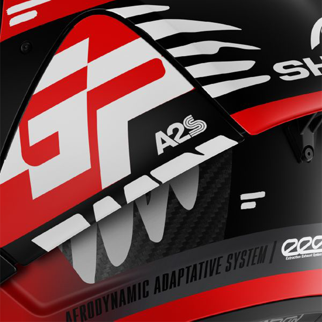Shark Aeron GP racing helmet in Speed-Fancy DWR matte white and red colourway