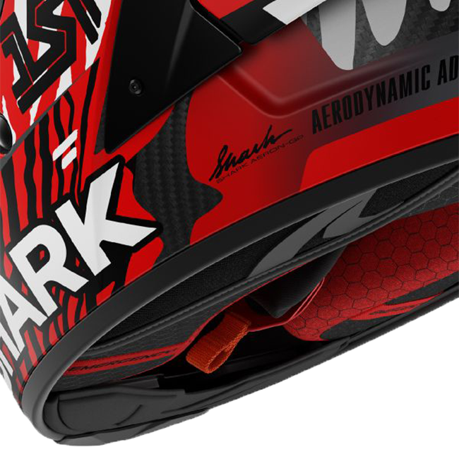 Shark Aeron GP racing helmet in Speed-Fancy DWR matte white and red colourway