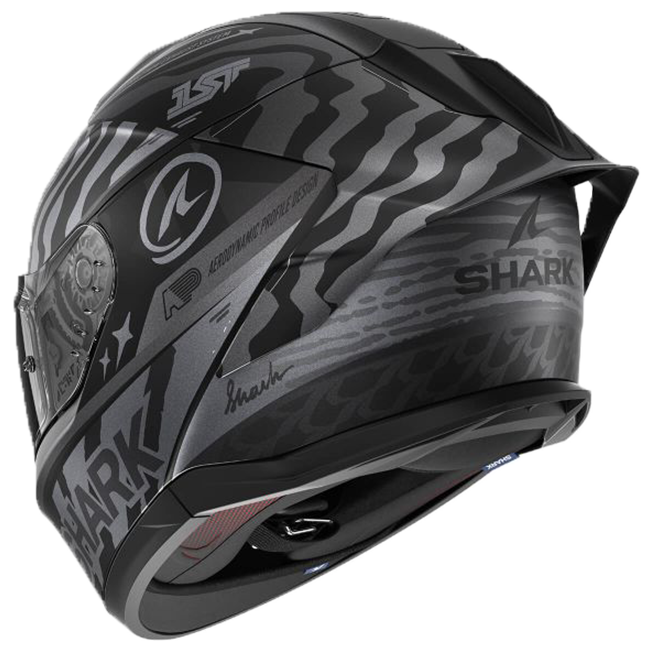 Shark Skwal Cup Speed-Fancy KAS HE6515 full-face helmet in matte silver and anthracite