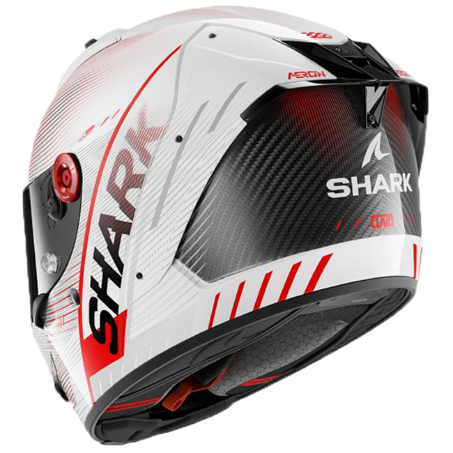 Shark Aeron full-face helmet in Speed-Tech DWR white and red livery