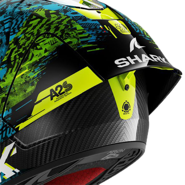 Shark Aeron GP full-face racing helmet in Speed-Vibe DBG blue-green colourway